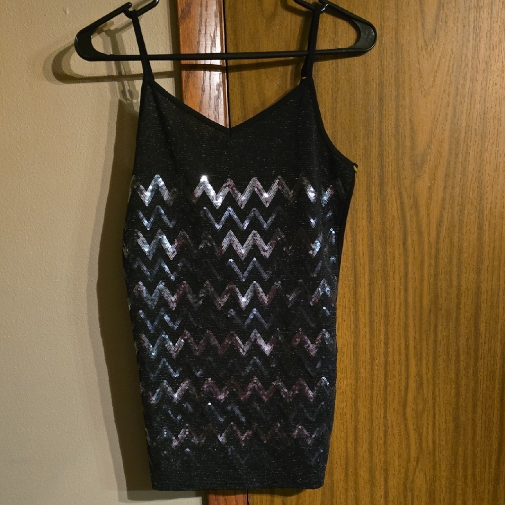 Vanity Silver Slip Tank Top Sleeveless Cocktail